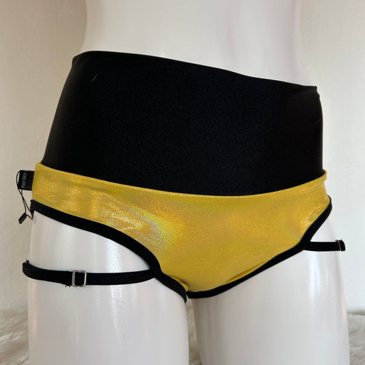 Cachetero pretina alta con arnés – Dorado Tenue