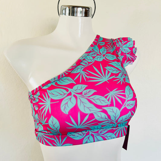 Top Asimétrico Lilo - Rosa y Verde