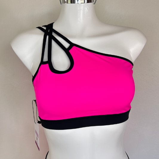 Top Asimétrico Luz - Rosa Neón