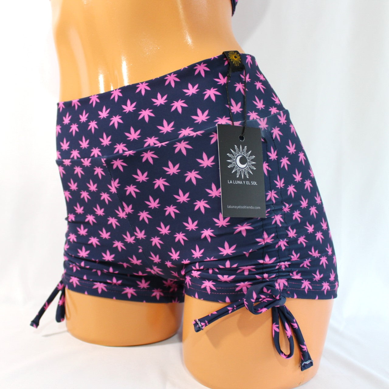 Short jaretas cintura súper alta marías azul/rosa