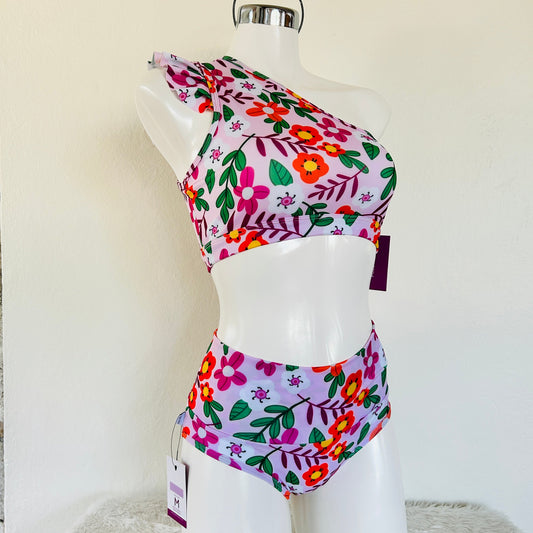 Conjunto Spring Floral - Top Asimétrico + Cachetero Cintura Alta