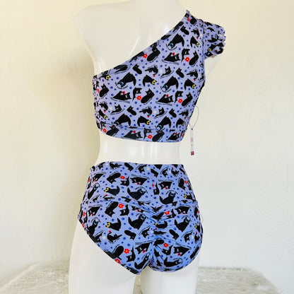 Conjunto Gatitos - Top Asimétrico + Cachetero Cintura Alta