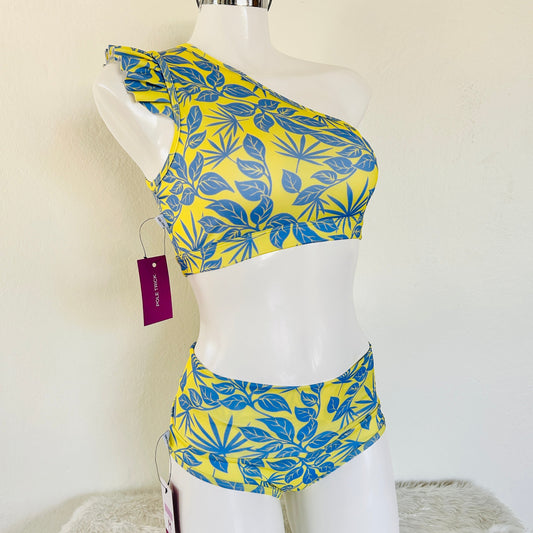 Conjunto Hawaii - Top Asimétrico + Cachetero Cintura Alta