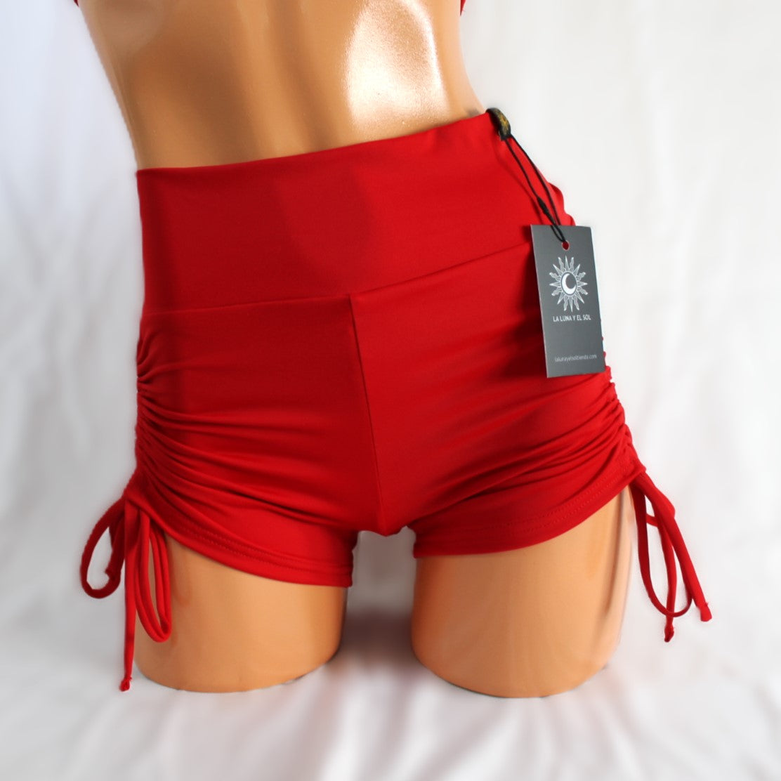 Short jaretas cintura súper alta rojo lava