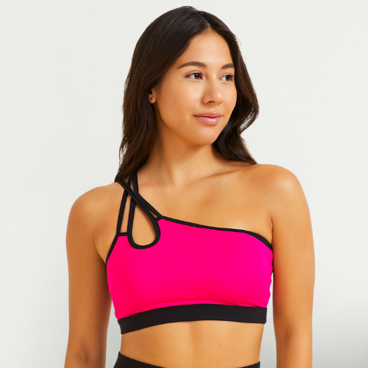 Top Asimétrico Rosa Neón