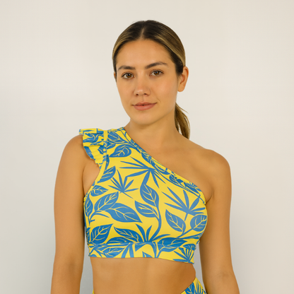 Top Asimétrico Lilo - Amarillo y Azul